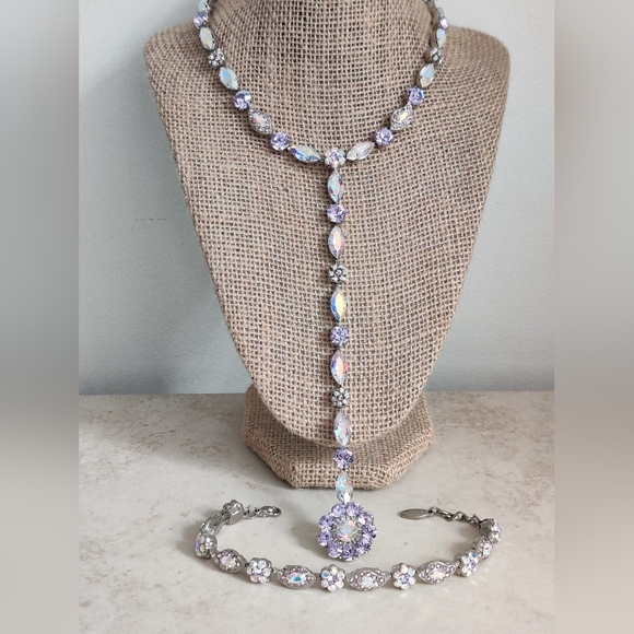 Swarovski Crystals Sautoir necklace and matching bracelet Creations Georgianni - Picture 1 of 16